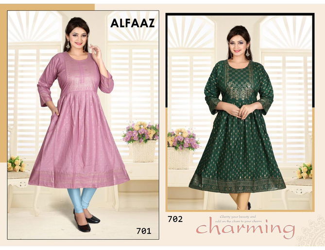 Platinum Alfaaz Vol 7 Rayon Wholesale Designer Kurtis Catalog